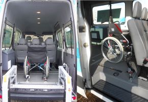 Rollstuhlbus VW Crafter Innenansicht